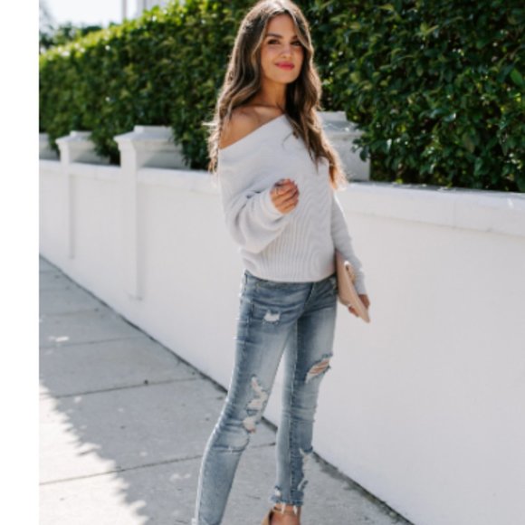 JULIA Off Shoulder Thermal Knit Sweater - Picture 5 of 8